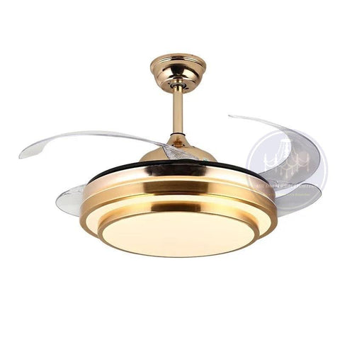 Gold Retractable Ceiling Fan Lights With Remote Control-MRUL