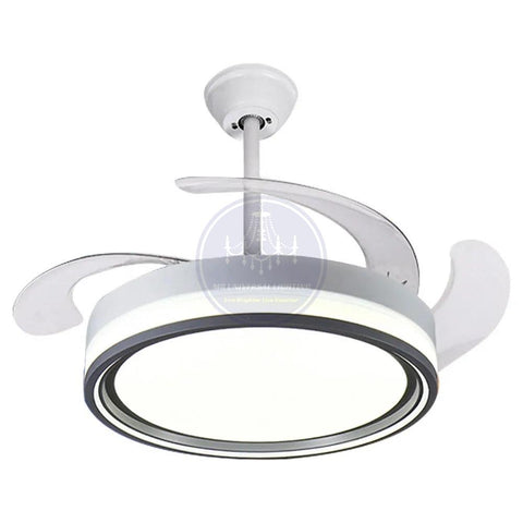 Modern Retractable White+Ceiling Fan Lights-MRUL