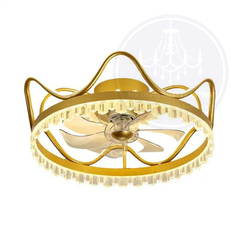 Modern Golden Crown Ceiling Fan with Lights