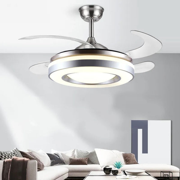 Silent Modern Retractable Ceiling Fan Light F1-01