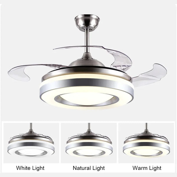 Silent Modern Retractable Ceiling Fan Light F1-01