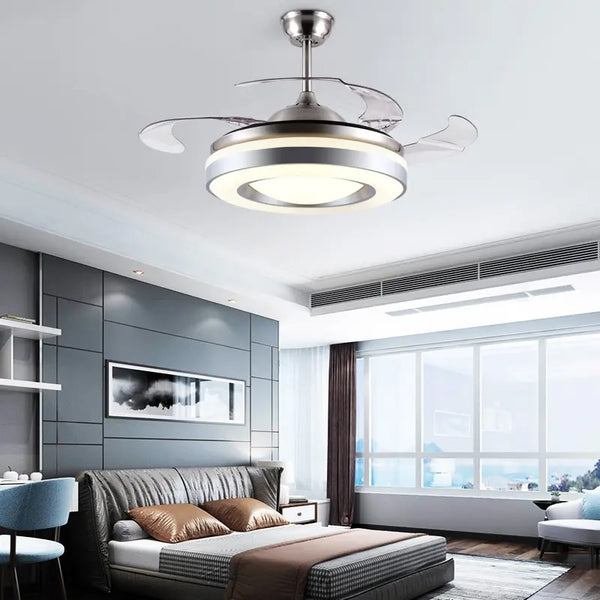 Silent Modern Retractable Ceiling Fan Light F1-01