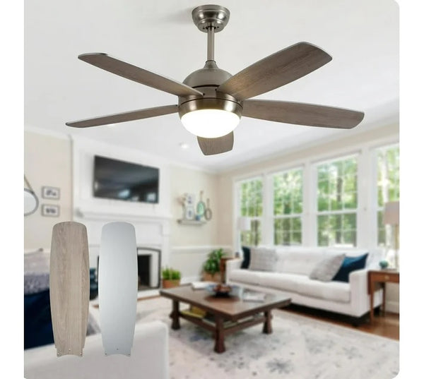 Modern Interchangeable Silver 5 Blades Ceiling Fan Lights