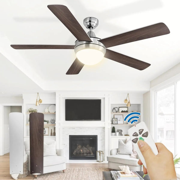 Modern Interchangeable Silver 5 Blades Ceiling Fan Lights