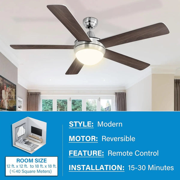 Modern Interchangeable Silver 5 Blades Ceiling Fan Lights