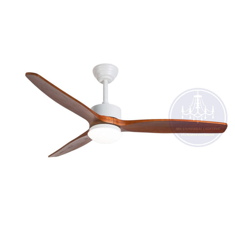 Modern Solid Wood 3 Blades White LED Ceiling Fan Light-MRUL