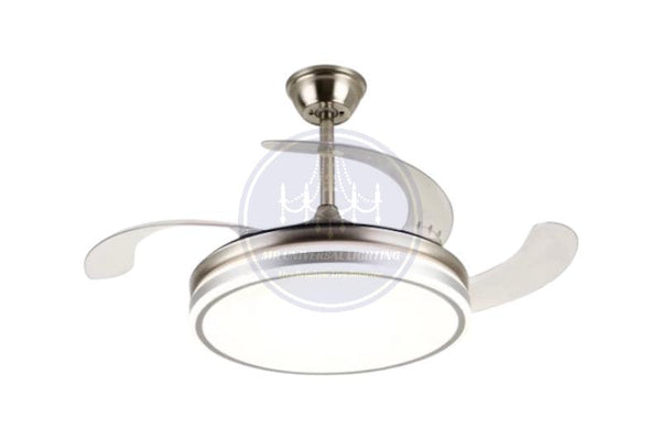 Modern Silver Decorative 4 Blades Retractable Ceiling Fan Light