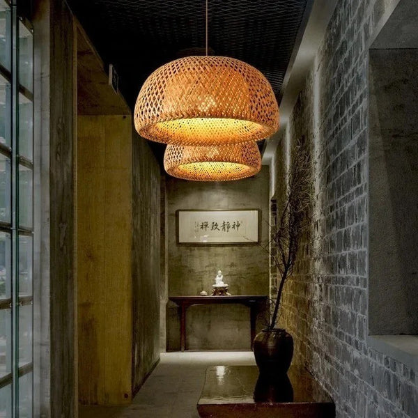 Round shaped bamboo rattan pendant