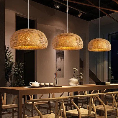 Round shaped bamboo rattan pendant