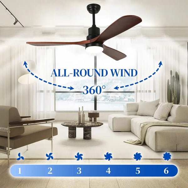 Modern 3 Plastic Wood Imitation blades Black Ceiling Fan Light-MRUL