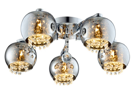 Modern Glass Ceiling Lights Chrome - 5 Lights