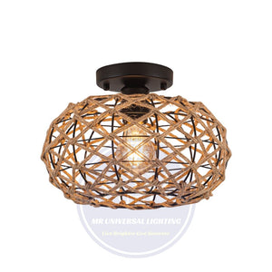 11 Inch Small Size Rope Style Ceiling Light Black