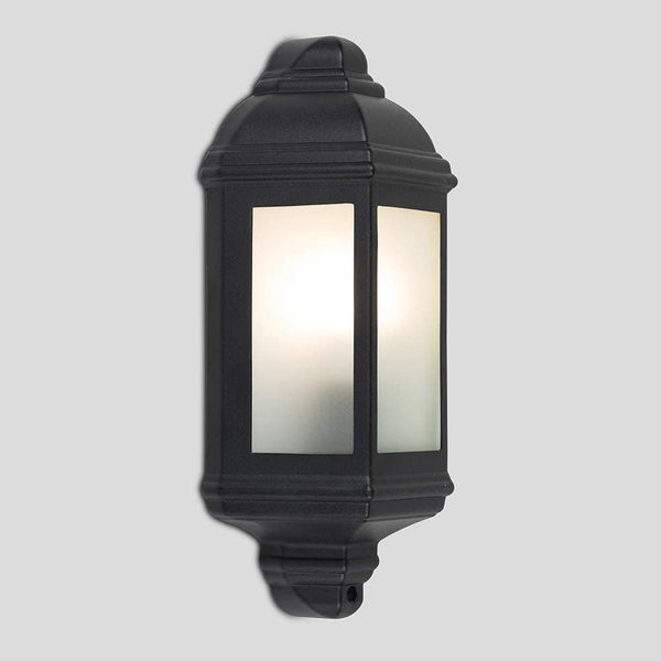 Outdoor Half Lantern Wall Lamp Black