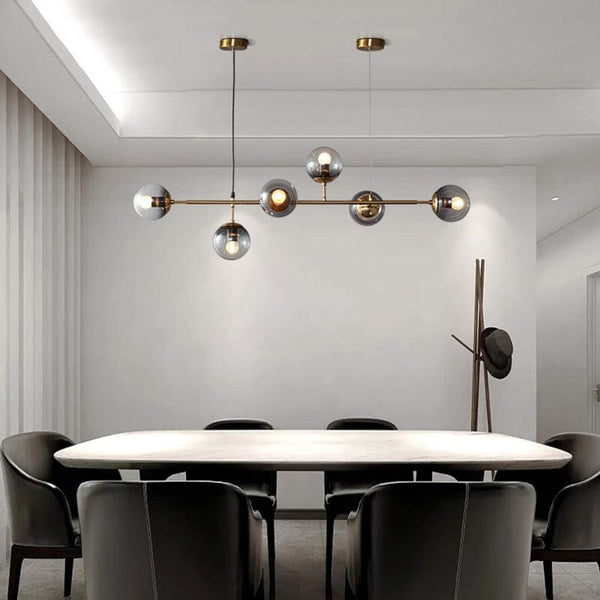 Modern Chandelier DNA Shape with 6-Glass shade Bronze Gold