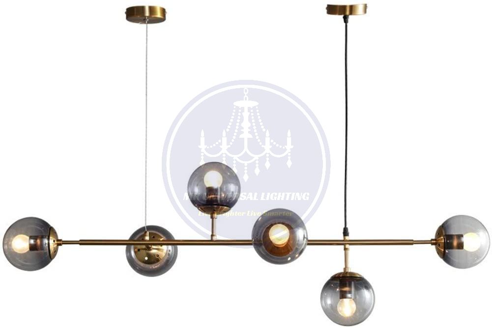 Modern Chandelier DNA Shape with 6-Glass shade Bronze Gold