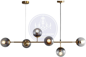 Modern Chandelier DNA Shape with 6-Glass shade Bronze Gold