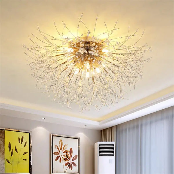 6 Lights Gold Firework Flush Mount Ceiling Light