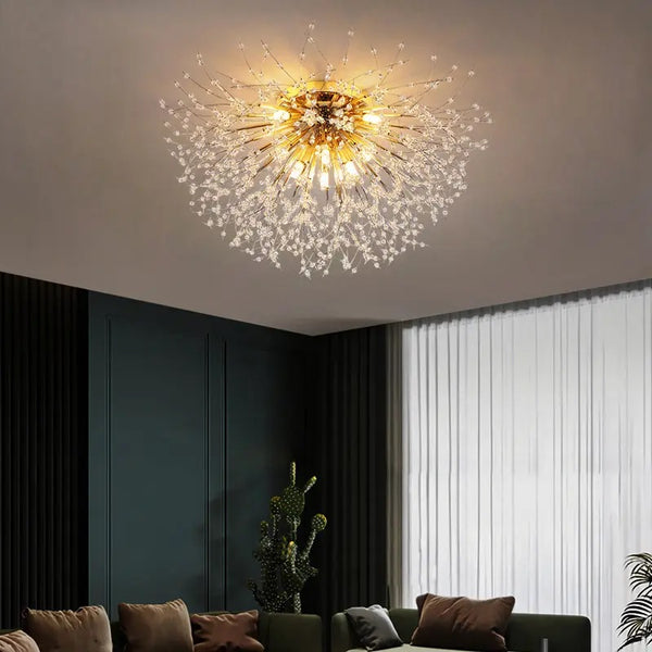 6 Lights Gold Firework Flush Mount Ceiling Light