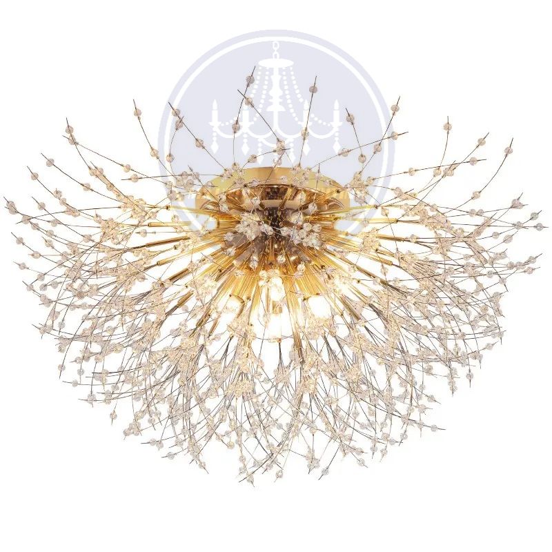 6 Lights Gold Firework Flush Mount Ceiling Light