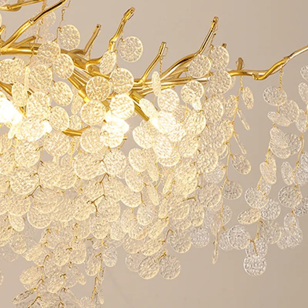 Clear Water Corrugated Glass Luxury Gold Chandelier