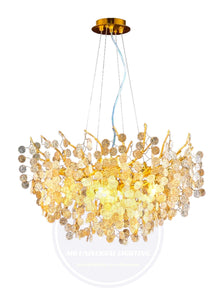 Clear Water Corrugated Glass Luxury Gold Chandelier