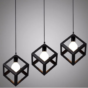 Modern Pendant Triple Square Black