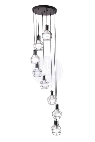 8 Light Long Metal cage Pendant Lamp