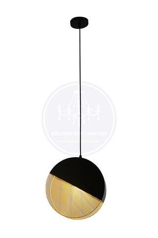 Modern Metal Pendant Lamp Black+Gold - Single