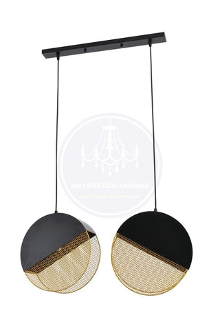 Modern Metal Pendant Lamp Black+Gold - Double