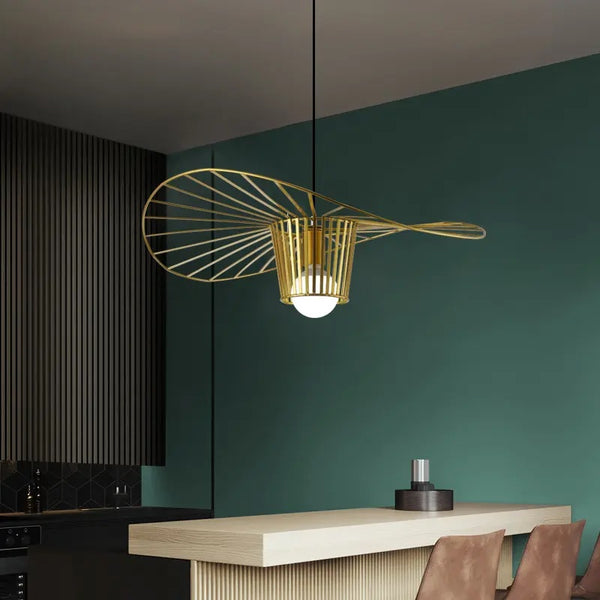 Modern Nordic Simple Style Straw Hat Shape Metal Pendant Lamp