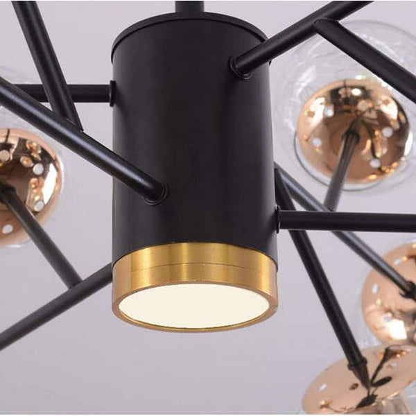 Modern Chandelier Glass Aluminum Wire Hanging Lamp Black + Gold