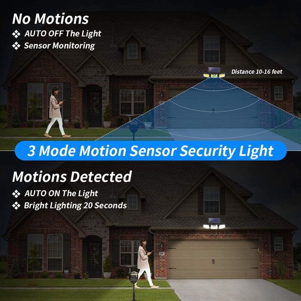 Solar Motion Sensor Outdoor Light-3 Head Cob