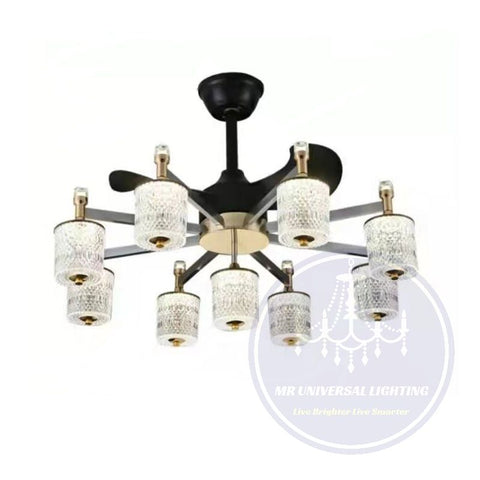 Modern LED Fan Light Black+Gold