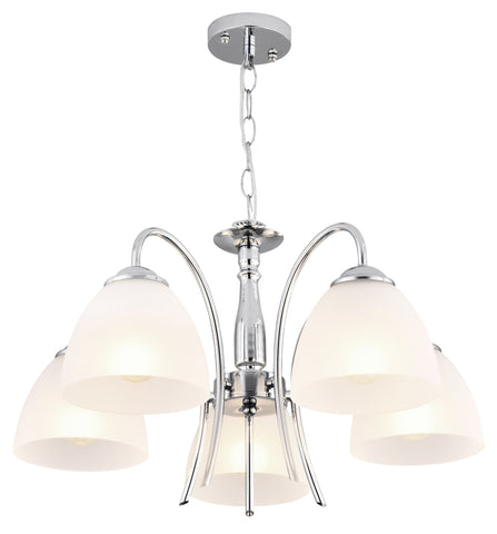 Polished Chrome Chandelier with Frosted Glass CH079/5