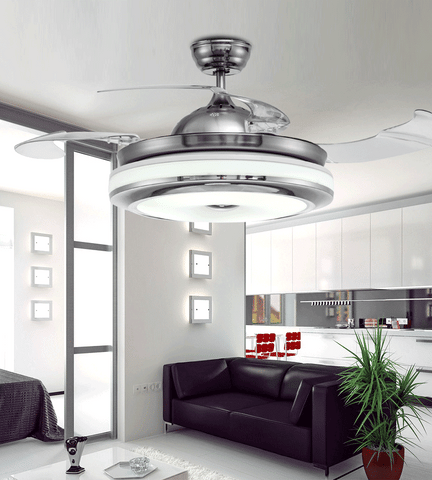 Retractable Ceiling Fan with Bluetooth speaker