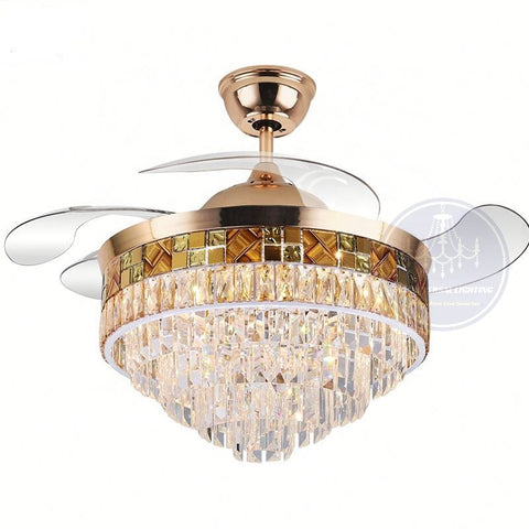 Chandelier Retractable Fan Light - Gold