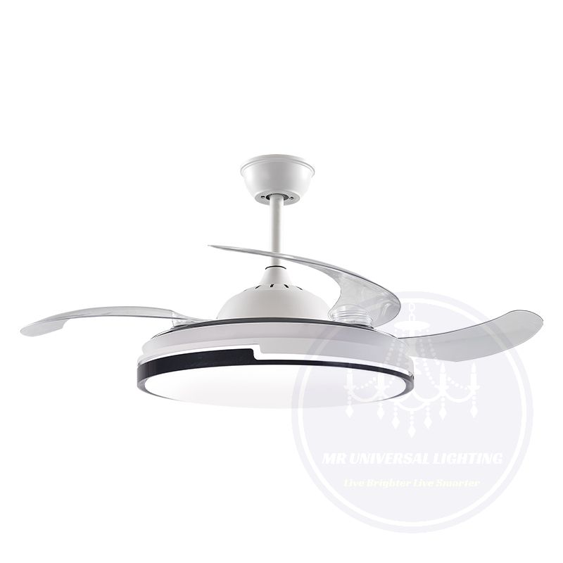 Modern Retractable Ceiling Fan Light White + Black