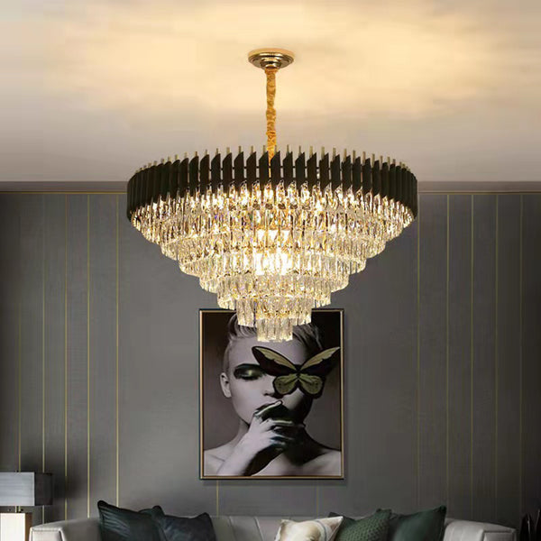 Nordic Modern Light Luxury Crystal Chandelier Black + Gold 750mm