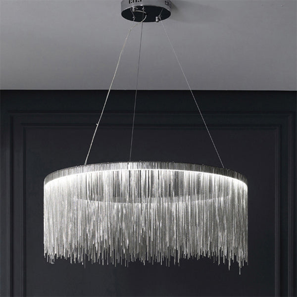 Modern LED Crystal Lustre Round Tassel Pendant Light