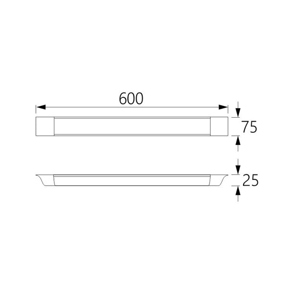 0.6m Frosted LED Batten Ceiling Light 18W