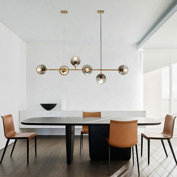 Modern Chandelier DNA Shape with 6-Glass shade Bronze Gold