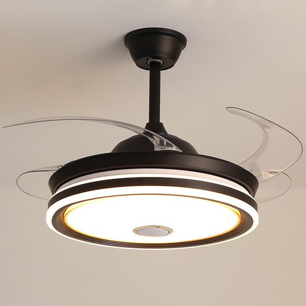 Modern Retractable acrylic black finish LED ceiling fan Light