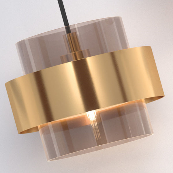 Glass Pendant Lamp Gold + Glass 2M Cable