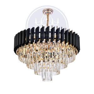 Nordic Modern Light Luxury Crystal Chandelier Black + Gold 550mm