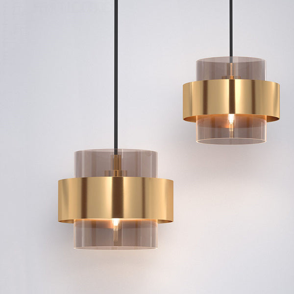 Glass Pendant Lamp Gold + Glass 2M Cable