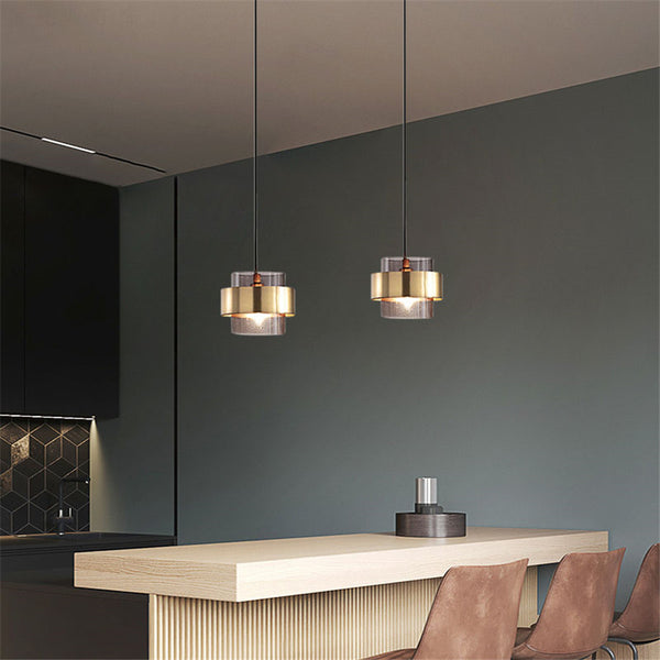 Glass Pendant Lamp Gold + Glass 2M Cable