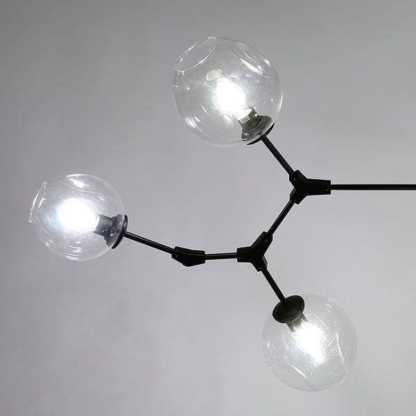 Retro Industrial Glass Pendant Lamp-8 Lights black