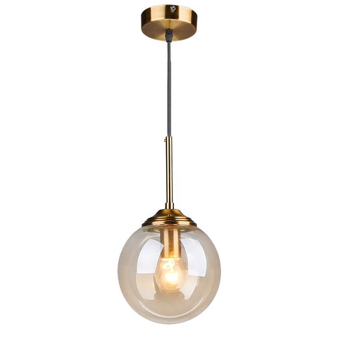 Nordic Glass Ball Pendant Lights Amber + Gold