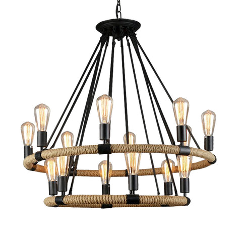 Vintage Rope Style Chandelier 8+6