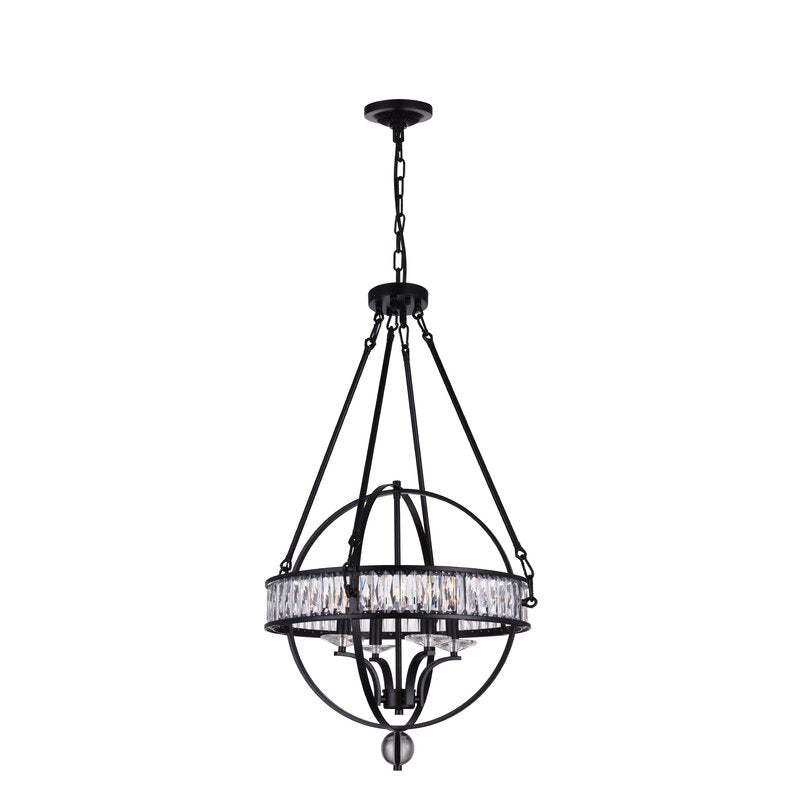 MrUL-Modern 4-Light Candle Style Globe Chandelier Black